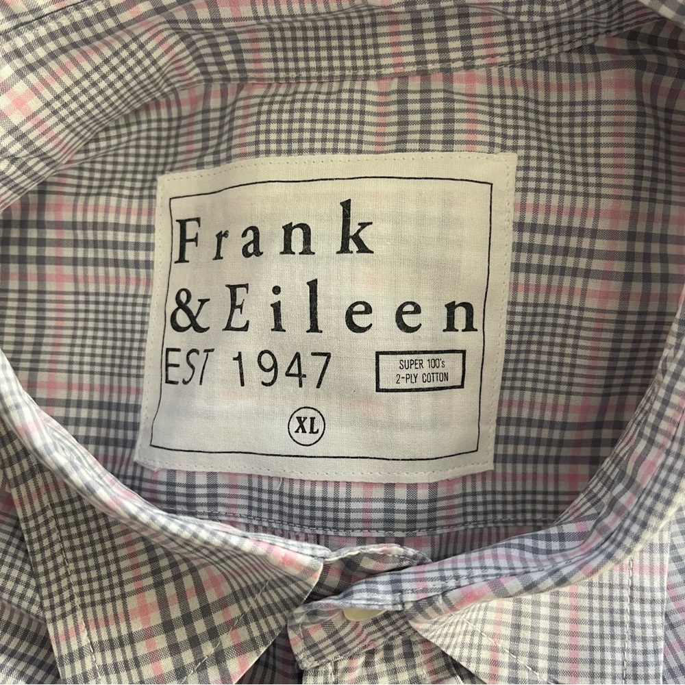 Frank & Eileen Paul Long Sleeve Button Down Pink Gray Plaid Shirt Size X-Large - Picture 9 of 11